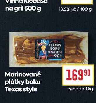 Marinované plátky boku Texas style  cena za 1 kg 
