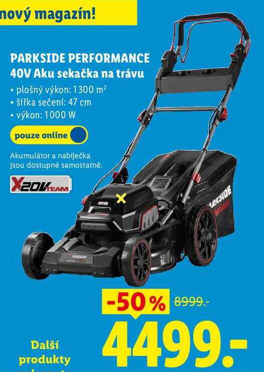 PARKSIDE PERFORMANCE 40V Aku sekačka na trávu