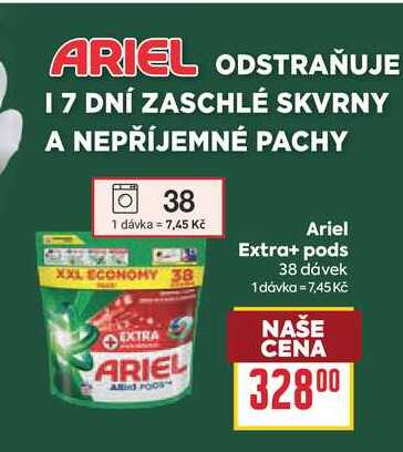 Ariel Extra+ pods 38 dávek