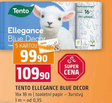 TENTO ELLEGANCE BLUE DECOR 16x 18 m toaletní papír 3vrstvý