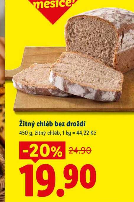 Žitný chléb bez droždí, 450 g
