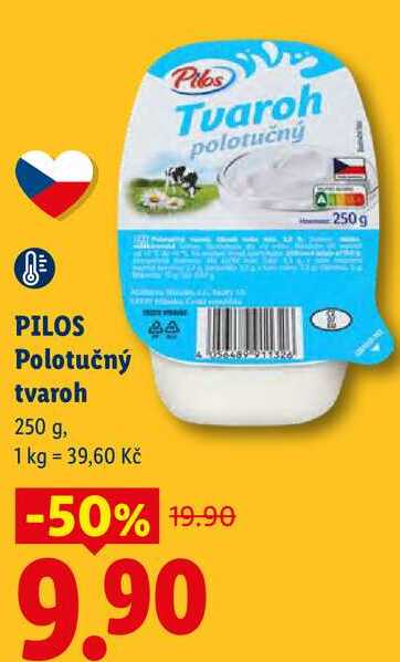 PILOS Polotučný tvaroh, 250 g