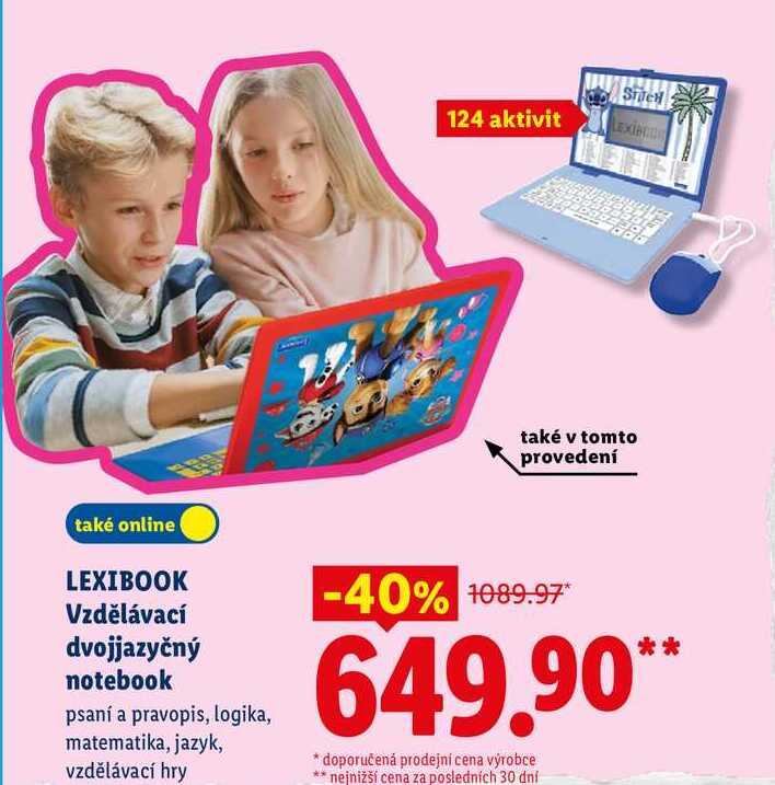 LEXIBOOK Vzdělávací dvojjazyčný notebook