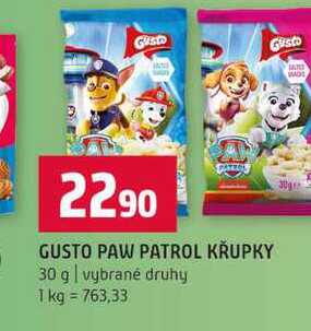 GUSTO PAW PATROL KRUPKY 30 g vybrané druhy