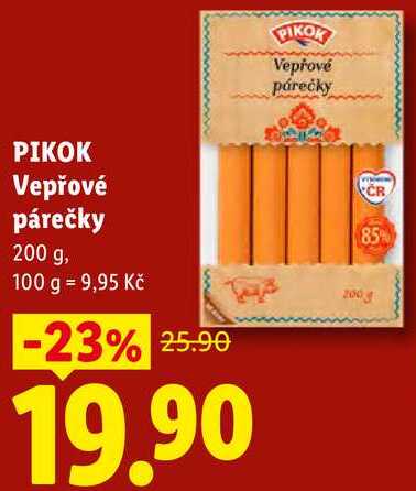PIKOK Vepřové párečky, 200 g