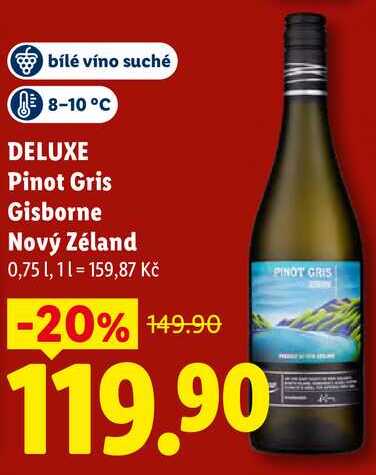 DELUXE Pinot Gris Gisborne Nový Zéland, 0,75 l