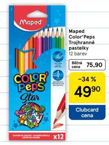 Maped Color'Peps Trojhranné pastelky, 12 barev