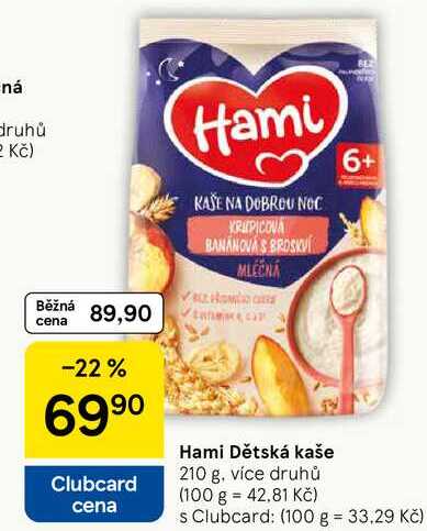 Hami Dětská kaše, 210 g, více druhů