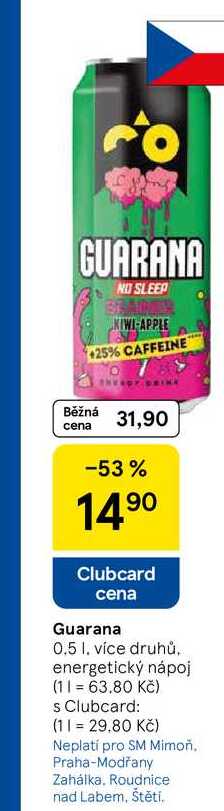 Guarana, 0.5 l, více druhů. energetický nápoj