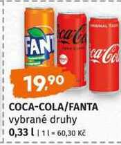 COCA-COLA FANTA vybrané druhy 0,33l
