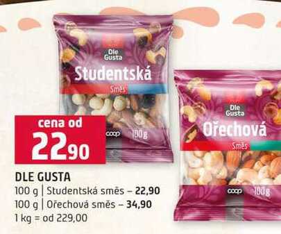 DLE GUSTA Studentská směs 100 g Ořechová směs 100g