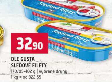 DLE GUSTA SLEĎOVÉ FILETY 170/85-102 g vybrané druhy