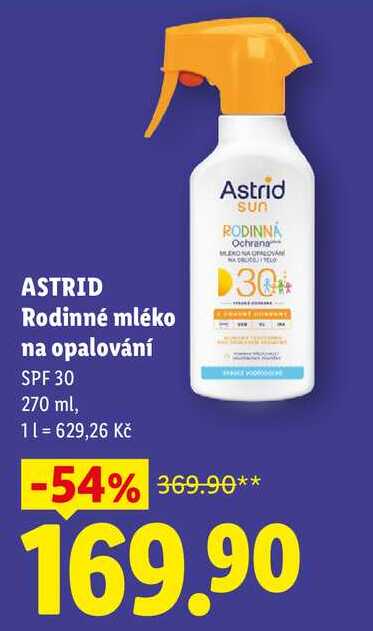 ASTRID Rodinné mléko na opalování, SPF 30, 270 ml 