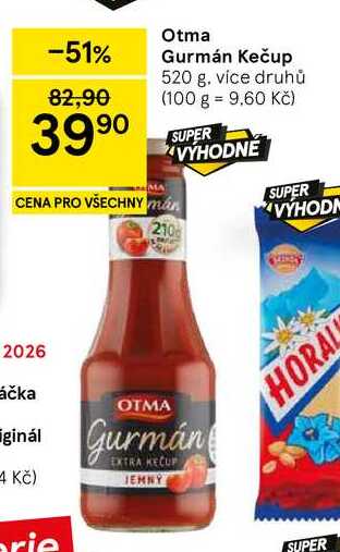 Otma Gurmán Kečup, 520 g, více druhů