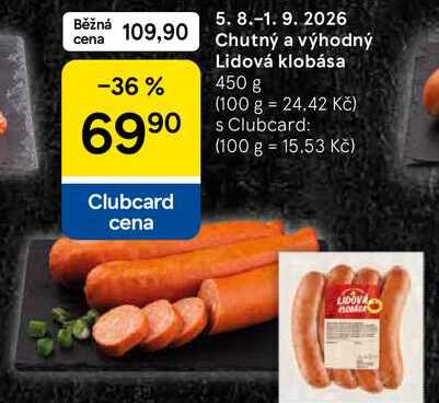 Chutný a výhodný Lidová klobása, 450 g