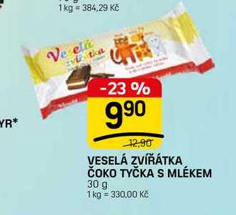VESELÁ ZVÍŘÁTKA ČOKO TYČKA S MLÉKEM 30 g