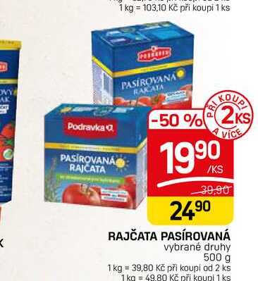 RAJČATA PASÍROVANÁ vybrané druhy 500 g
