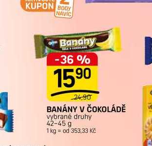 BANÁNY V ČOKOLÁDĚ vybrané druhy 42-45 g