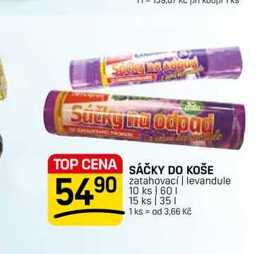 SÁČKY DO KOŠE zatahovací | levandule 15 ks 35l