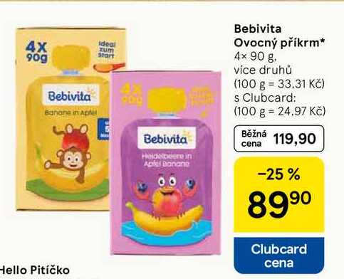 Bebivita Ovocný příkrm, 4x 90 g