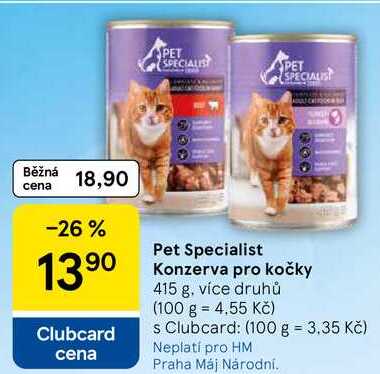 Pet Specialist Konzerva pro kočky, 415 g, více druhů 