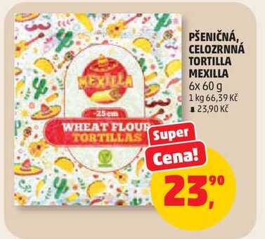 PŠENIČNÁ, CELOZRNNÁ TORTILLA MEXILLA, 6x 60 g