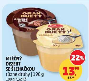 MLÉČNÝ DEZERT SE ŠLEHAČKOU různé druhy, 190 g