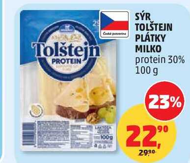 SÝR TOLŠTEJN PLÁTKY MILKO protein 30%, 100 g