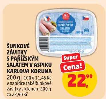 ŠUNKOVÉ ZÁVITKY S PAŘÍŽSKÝM SALATEM V ASPIKU KARLOVA KORUNA, 200 g