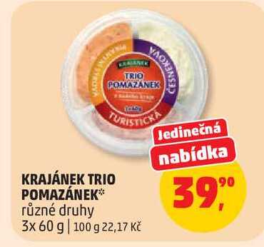KRAJÁNEK TRIO POMAZÁNEK různé druhy, 3x 60 g