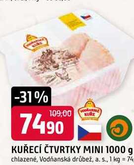 KUŘECÍ ČTVRTKY MINI 1000 g chlazené, Vodňanská drůbež