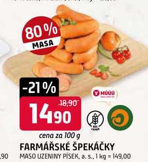 MÚÚÚ FARMÁŘSKÉ ŠPEKÁČKY 100g