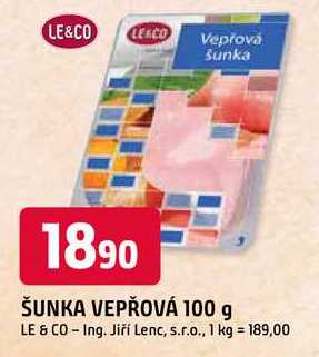 LE&CO ŠUNKA VEPŘOVÁ 100 g