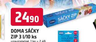 DOMA SÁČKY ZIP 3 l/10 ks uzavíratelné