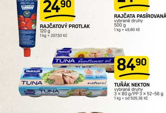 TUŇÁK NEKTON vybrané druhy 3 x 80 g/PP 3 x 52-56 g