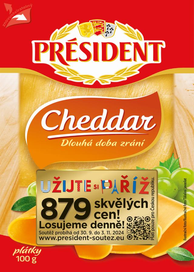 Président Cheddar plátky