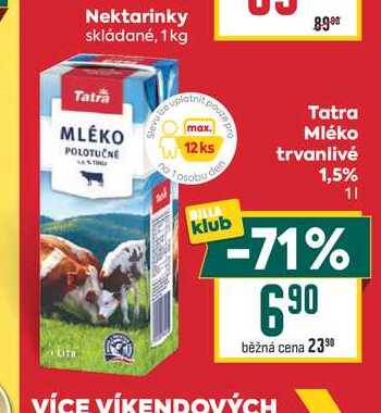 Tatra Mléko trvanlivé 1,5% 1l