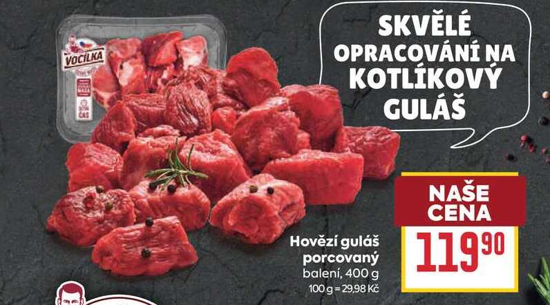 Hovězí guláš porcovaný balení, 400 g