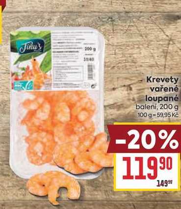 Krevety vařené loupané balení, 200 g