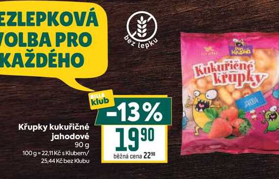 Křupky kukuřičné jahodové 90 g