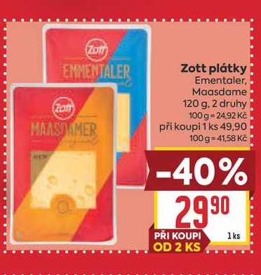 Zott plátky Ementaler, Maasdame 120 g