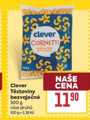 Clever Těstoviny bezvaječné 500 g 
