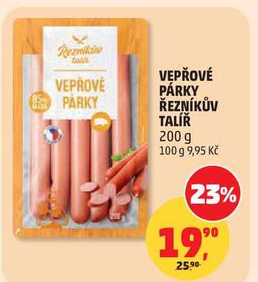 VEPŘOVÉ PÁRKY ŘEZNÍKŮV TALÍŘ, 200 g 
