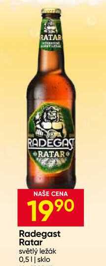 Radegast Ratar světlý ležák 0,5l sklo 