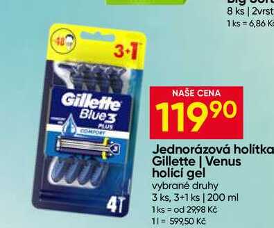 Gillette Blue3 Jednorázová holítka 3+1