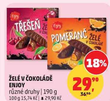 ŽELÉ V ČOKOLÁDĚ ENJOY různé druhy, 190 g
