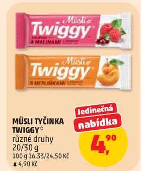 MÜSLI TYČINKA TWIGGY nabídka různé druhy, 20/30 g