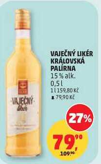VAJEČNÝ LIKÉR KRÁLOVSKÁ PALÍRNA 15% alk., 0,5 l