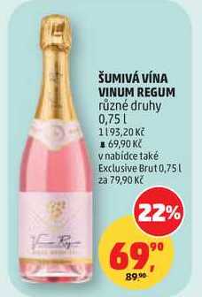 ŠUMIVÁ VÍNA VINUM REGUM různé druhy, 0,75 l