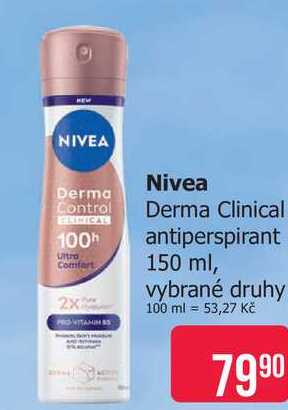 Nivea Derma Clinical antiperspirant 150 ml, vybrané druhy